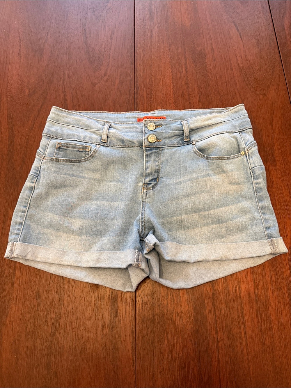 Wax Jean Butt, I love you Light Wash Denim Cuffed Women's Shorts Large